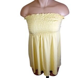 Vintage Y2K Juniors Piace Smocked Tube Top Ruffle Hem Lightweight Coconut Girl S